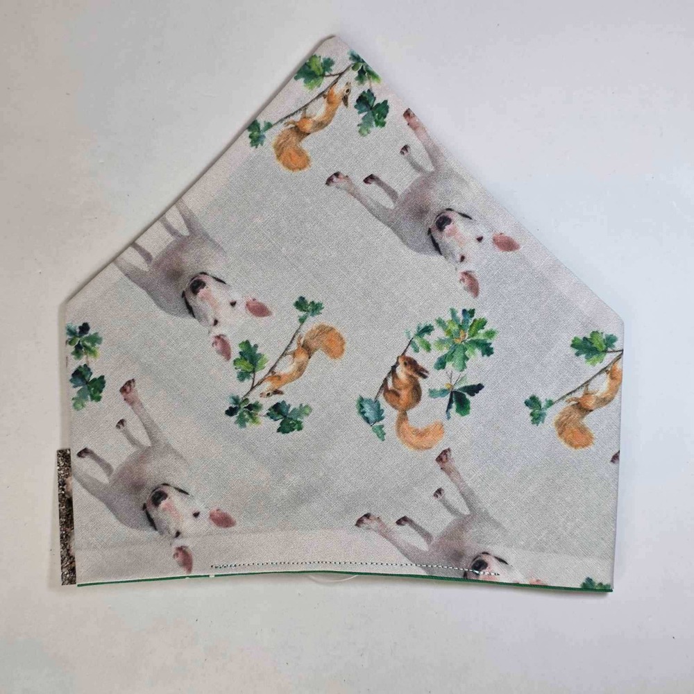 Beau Dog Bandana Designs Bull Terrier Squirrel Reversible Polka Dot Small 16"